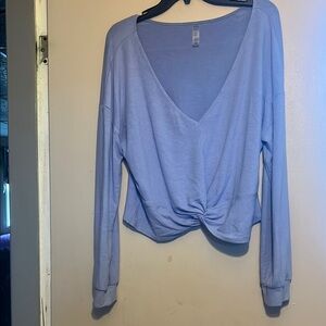 Beyond Yoga Twist Up Reversible Pullover - Pale Blue Violet